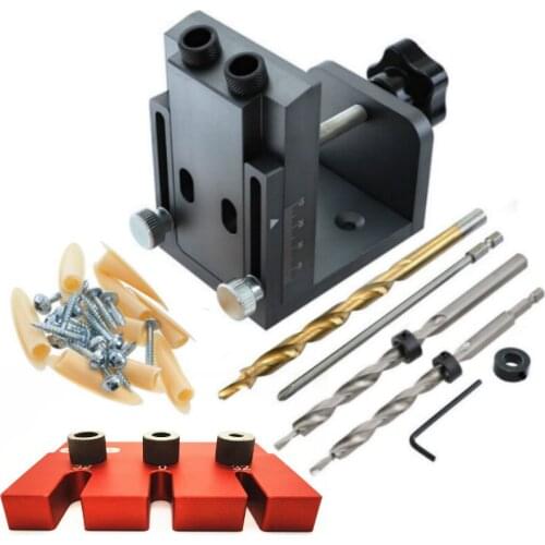 Drill Guide Dowel Jig Set Woodworking Joinery Master W/ Drill Sleeve For Carpentry Drilling Pocket Hole Tool Kit