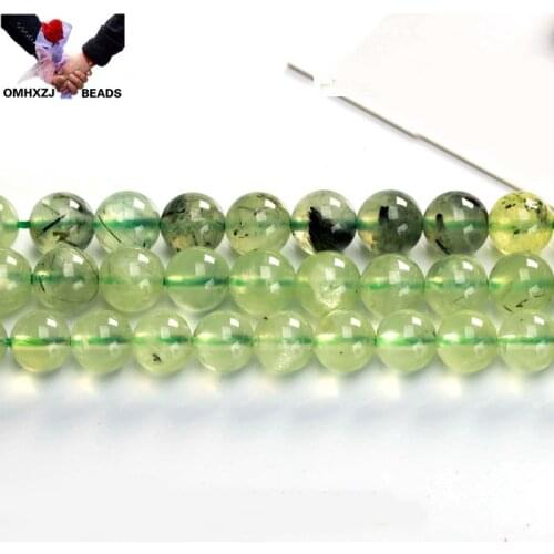 OMH Wholesale JD58 4 6 8 10 12mm Natural Jewelry DIY Making Bracelet Necklace Natural AAA 5A Prehnite Loose Spacer Round Beads