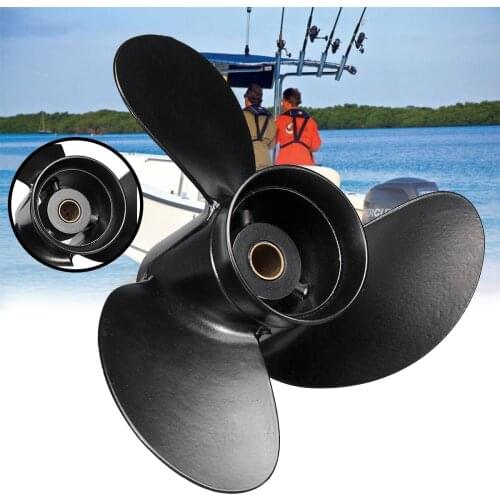 For Tohatsu Nissan-Mercury 8-9.8HP 3B2W64517-1 8.5X9 Outboard Propeller Boat Aluminum Alloy 3 Blades Black 12 Spline Tooths