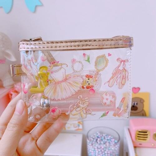 Cartoon Transparent Cat Cosmetic Bag Girls Portable Organizer Makeup Bag Women Waterproof Wash Toiletry Travel Storage Case