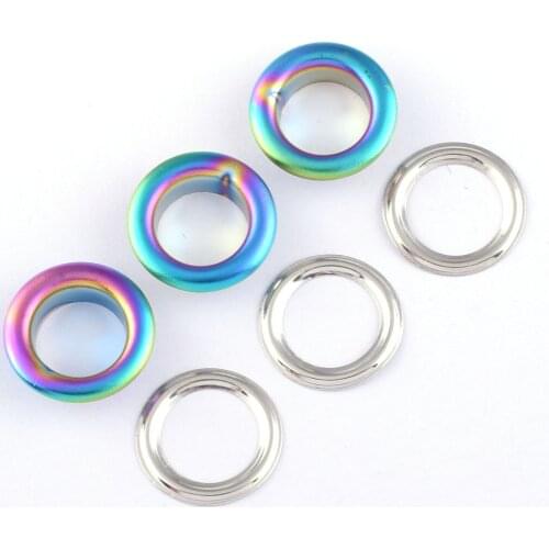 Rainbow Round Eyelets and Grommets Washer Metal Rivets Leather Repair for DIY Leather Crafts Clothing Scrap Booking Craft Projec
