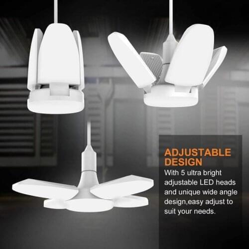 38W Foldable Garage Light Industrial Light Super High LED Bulb Suitable For Workshop Garage Five Leaf Convertible Ceiling Light