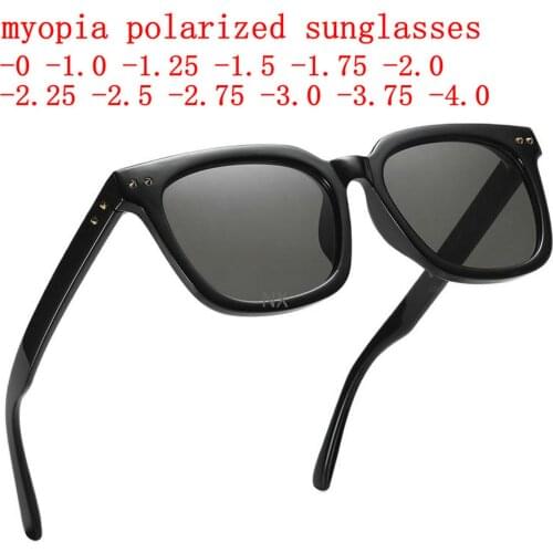 Mens Driving Prescription Lenses Sunglasses Polarized Square Anti-Glare Short-sight Sun Glasses For Male 0 -0.5 -0.75 NX