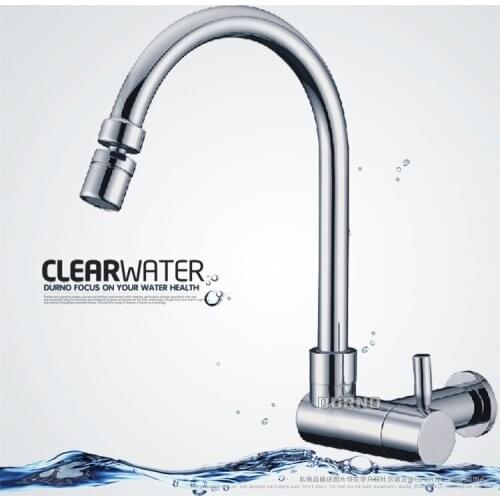 Modern Chrome Finish Brass Folding Kitchen Mixer Tap Sink Faucet Wall Mounted Single handle Single Hole Hot and Cold Water