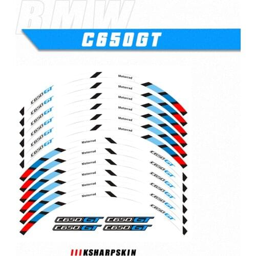 12 Strips Reflective Motorcycle decals Wheels Rim Motorbike Moto Stickers decoration Styling For BMW C650GT c650 gt