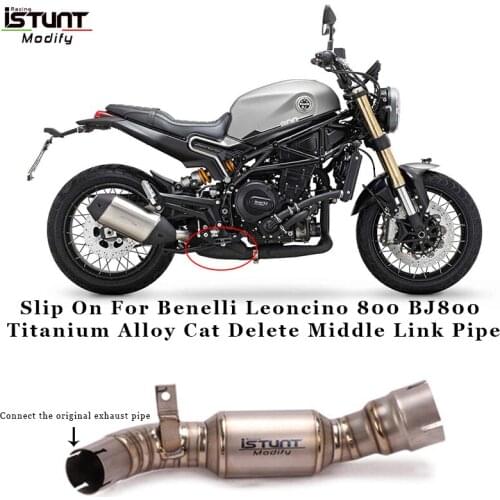 Motorcycle Exhaust Escape Titanium Alloy Middle Link Pipe Cat Delete Eliminator Enhanced Slip On For Benelli Leoncino 800 BJ800