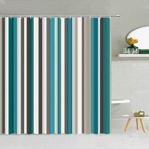 Colorful striped Stitching Shower Curtain Waves Geometric Pattern Waterproof Cloth Bath Curtains For Bathroom Decor Polyester
