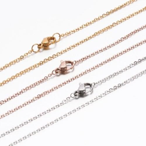 6pc Stainless Steel Cable Chain Necklaces with Lobster Claw Clasp Stainless Steel Color 45cm For Necklace DIY Making