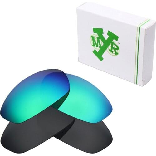2 Pairs Mryok POLARIZED Replacement Lenses for Oakley Whisker Sunglasses Stealth Black & Emerald Green