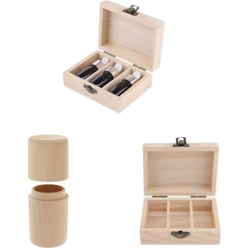 2 Pcs Wood Essential Oils Storage Box Displaying Carry Case Holder Organizer