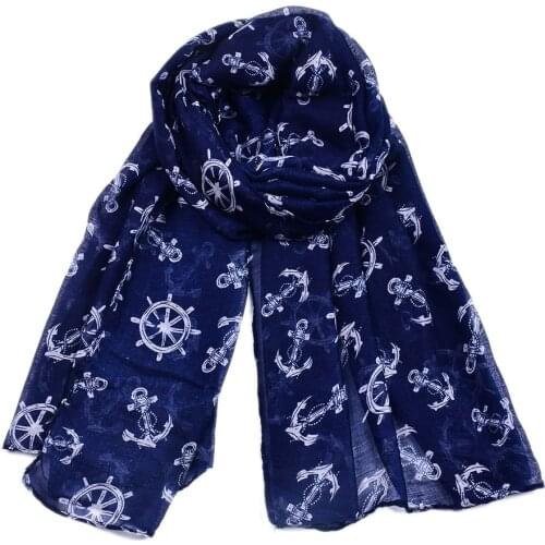 2019 Fashion Anchor Print Scarves Shawls Long Rudder Pattern Muslim Muffler Wrap Hijab 6 Color 10pcs/LOT Free Shipping