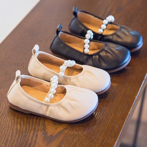 2021 spring Fashion Beaded leather shoes kids Dress little girls party shoes for princess child 3 4 5 6 7 8 9 10 11 12 years old