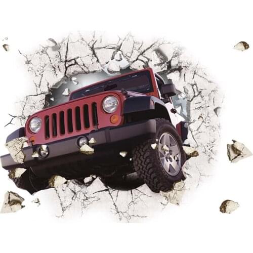 3D Hummers Super Off-road Vehicle Wall Stickers Broken Wall Poster Wall Art Car Decal Kids Room Decor Boys Favors