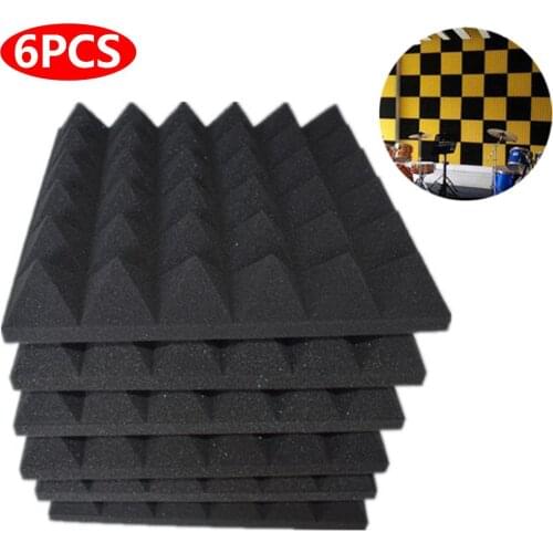 6PCS 30*30*5CM Acoustic Sound Foam Panels Sound Proof Padding Sound Absorbing Pyramid Acoustic Treatment for Studio Wall