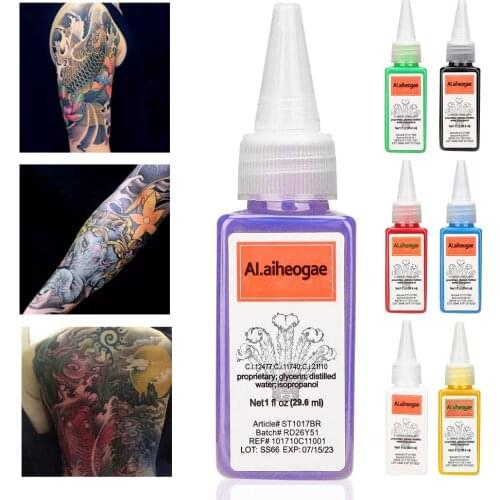 7 Colors 29.6ml Professional Safe Import Pure Tattoo Inks Microblading Long Lasting Tattoo Makeup Pigment Ink For Body Beauty