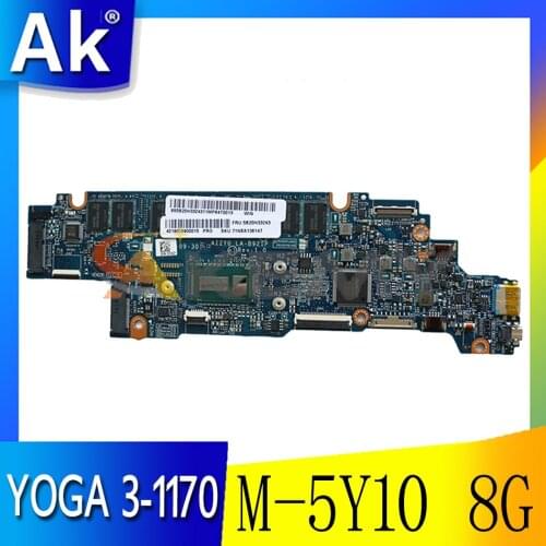 Akemy AIZY0 LA-B921P Motherboard For Lenovo YOGA 3-11 YOGA 3-1170 YOGA3-11 Laptop Motherboard M-5Y10 CPU 8G RAM 100% Test