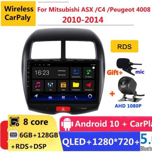 6G RAM 2 din android 10 car radio auto stereo for Mitsubishi ASX C4 Peugeot 4008 2010-2014 navigation GPS DVD Multimedia Player