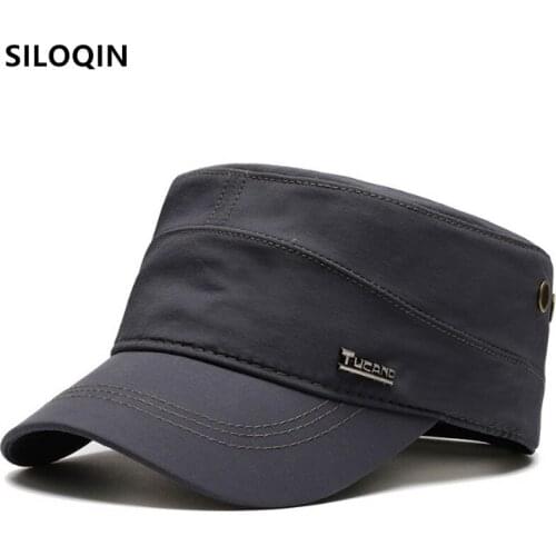 SILOQIN Snapback Cap Mens Flat Cap Army Military Hats 2021 New Spring Autumn Fashion Sports Cap Adjustable Size Men Tongue Caps