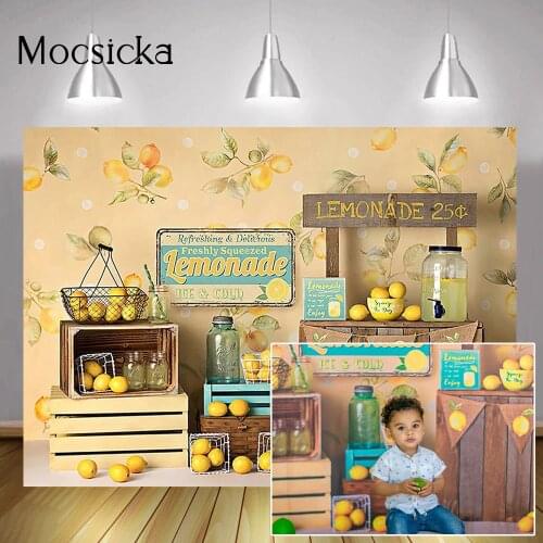 Lemonade Newborn Portrait Backdrop Photography Lemon Stand Banner Background Birthday Cake Smash Art Studio Photo Photographic