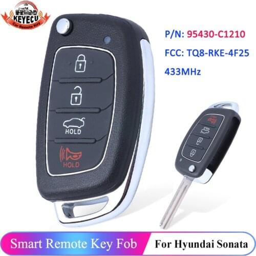 KEYECU 4 Button P/N: 95430-C1210 Flip Car Remote Smart Key 433MHz for 2017 2018 2019 Hyundai Sonata FCC: TQ8-RKE-4F25