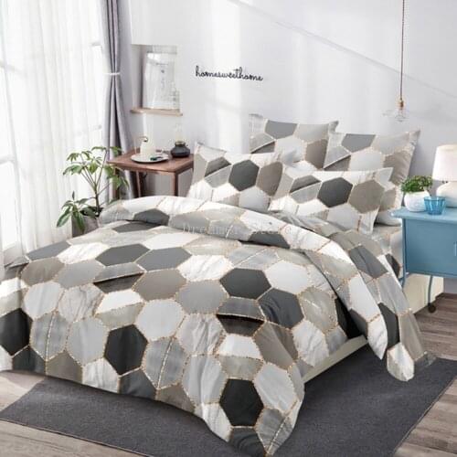 Geometric Plaid Duvet Cover Queen Nordic Gradient Marble Print Bedding Sets Double King Quilt Covers Bedclothes (No Bed Sheet)