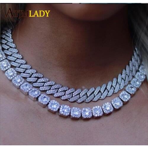 AAA cz Micro Paved 12mm Miami Cuban link Necklaces Hiphop women Mens Iced out Fashion classic choker heavy Jewelry Drop Shipping