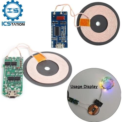 5V 1A Wireless Charger Transmitter Module Micro USB Coil Receiver Charger QI Universal PCB Circuit DIY Phone Charging