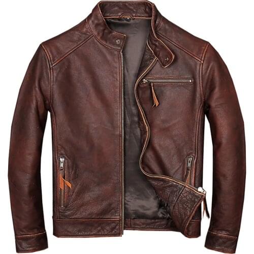 Winter Mens Coat Genuine Leather Fashion Oversized Cowhide Leather Jackets Winter Outerwear Overcoats Plus Size 4XL Man Clothing