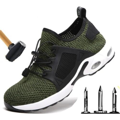 Men Safety Work Shoes Air Buffer Outdoor Steel Toe Footwear Military Combat Ankle Boots Indestructible Lightweight Sneakers