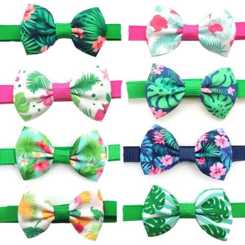20/50 Pc New Summer Leaf Patterns Puppy Dog Bow Ties Adjustable Pet Dog Collar Handmade Dog Bow Tie Pet Supplies Dog Accessories