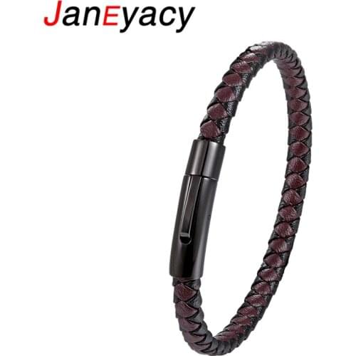 Janeyacy 2018 New Brand Bracelet Women Fashion Jewellery Leather Bracelet Men Stainless Steel Bracelet Fashion Jewelry Pulseira