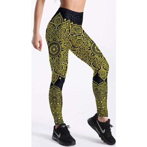 New Summer Style Women Leggings Yellow&Black Floral Printed Leggings Sexy Girl Leggings Workout Casual Leggings S-4XXXXL