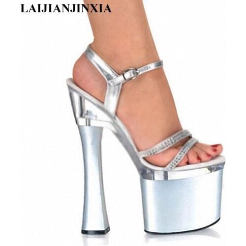 LAIJIANJINXIA Ultra high with sexy womens shoes Nightclub 18 cm thick with sandals manufacturers selling big yards of shoes