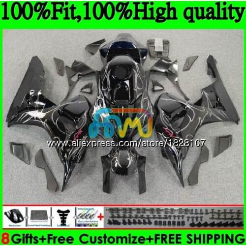 OEM Injection For HONDA Silver flames CBR 1000RR 1000CC CBR1000RR 06 07 111BS.3 CBR 1000 RR CBR1000 RR 2006 2007 100%Fit Fairing