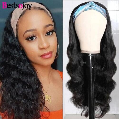 Bestsojoy Body Wave Headband Wigs For Women Scarf Wigs 180% Density Glueless Machine Human Hair Wigs With Abby Hair