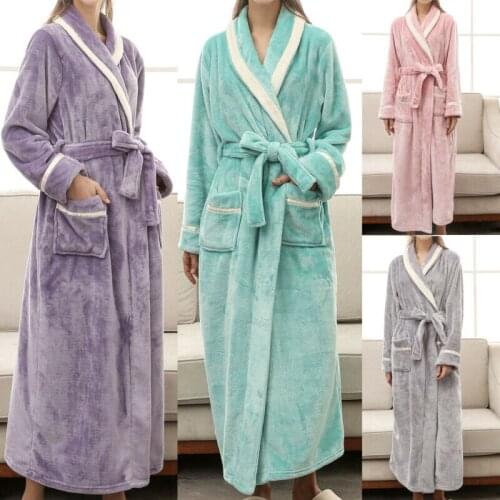 Couple winter long bathrobes stitching home long-sleeved robe jacket pajamas