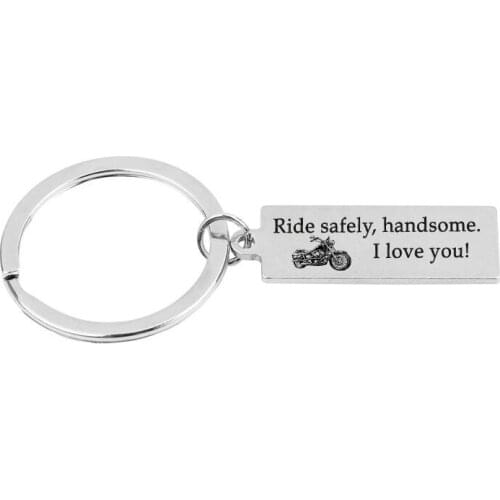 Gift Ride Safe Keychain Ride Safely Handsome I Love You Motocycle Keychain Gift for Biker Dad Father Boyfriend Gifts Keyring