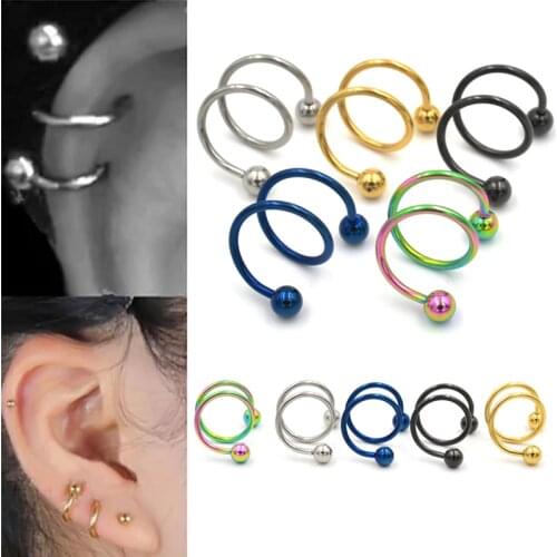 5 Colors Gauge 18G Ball Surgical Steel Double Spiral Twister Barbell Earring Ear Cartilage Rings Tragus Piercing Jewelry
