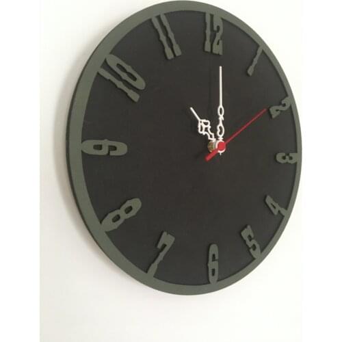 North Designed Black Mold Green Decorative Wall Clock 30 Cm