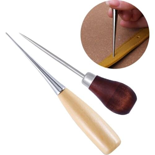 LMDZ Wooden Handle Awls DIY Leather Tent Sewing Awl Shoes Repair Tool Hand Stitcher Leather craft Awl Punch Hole Leather Tools