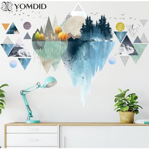 Nordic Triangular Dreamy Mountain Wall Stickers Living Room Bedroom Removable Wall Decals Creative Home Decor Self-Adhesive