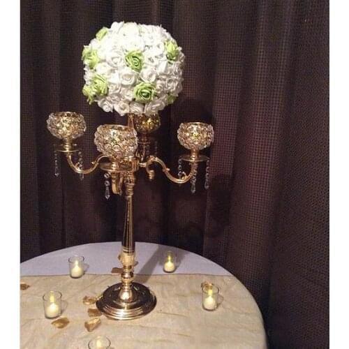 Wedding candelabra wedding centerpiece 5-arms crystal candle holder wedding decoration 10 pcs/lot