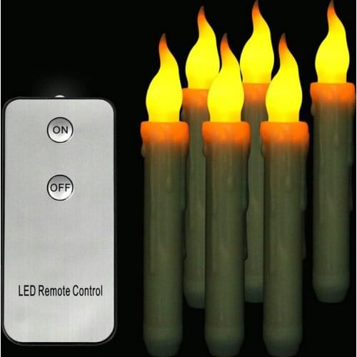 24pcs Remote control Led Flameless Taper Dipped wax Candle tealight candlestick w/Controller Wedding Xmas Home party decor-Amber