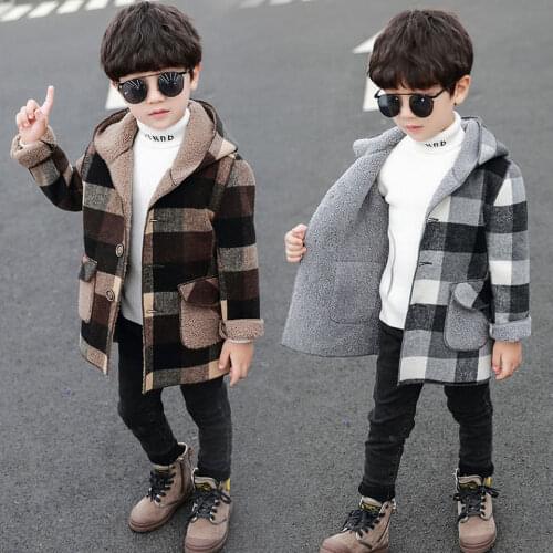 Thicken Warm Children Boys Plaid Coats Fashion 2020 Autumn Winter Casual Baby Hooded Outwear Boys Jackets Coat For Age 2-12Yrs