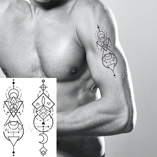 Waterproof Temporary Tattoo Sticker Moon Triangle Totem Geometric Symbol Fake Tatto Flash Tatoo Arm Body Art for Men Women