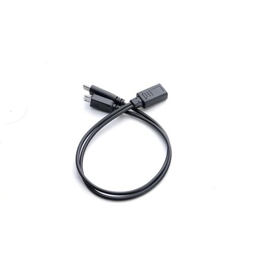 Type-C to Type-C&Micro 5P Female to 2 Male Y Splitter Charging Extension Cable