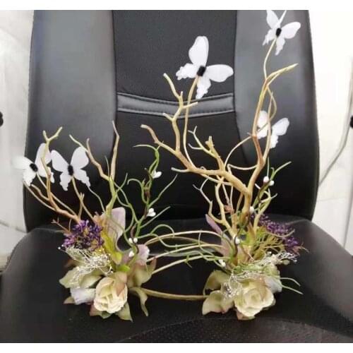 Fashion Forest Branch Flower Headband Crown Women Fairy Antler Christmas Makeup Party Show Ladies Wedding Flower Headwear