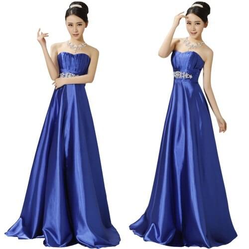 Womens New Special Occasion Strapless Long Blue Formal Evening Dresses Size 2-26w