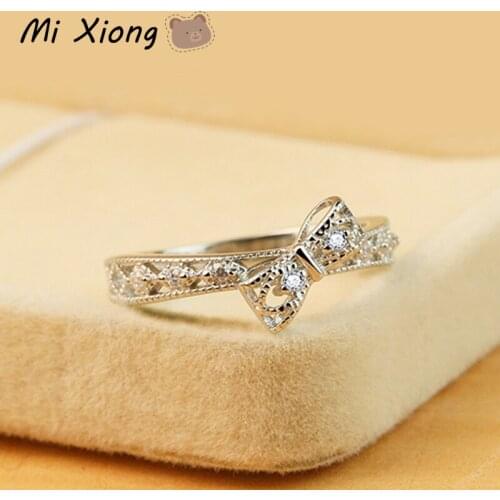 Mi Xiong Real 925 Sterling Silver Butterfly Rings for Women Bow Diamond Exquisite Wedding Fresh Elegant Fairy Cute Brand Jewelry