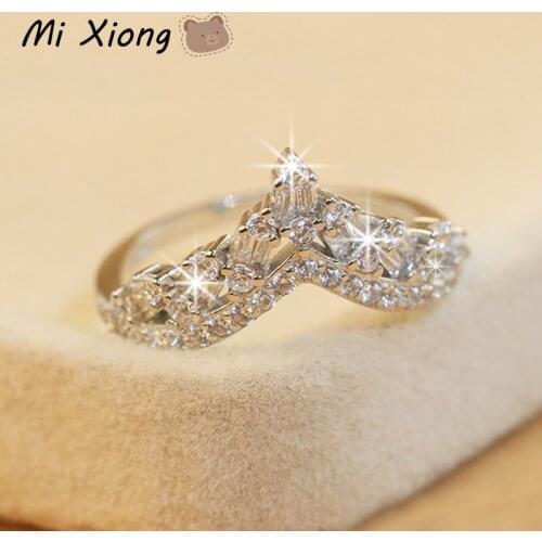 Mi Xiong Women Ring 925 Sterling Silver Design Full Diamond Luxury Crown Elegant Noble Romantic Engagement Wedding Brand Jewelry